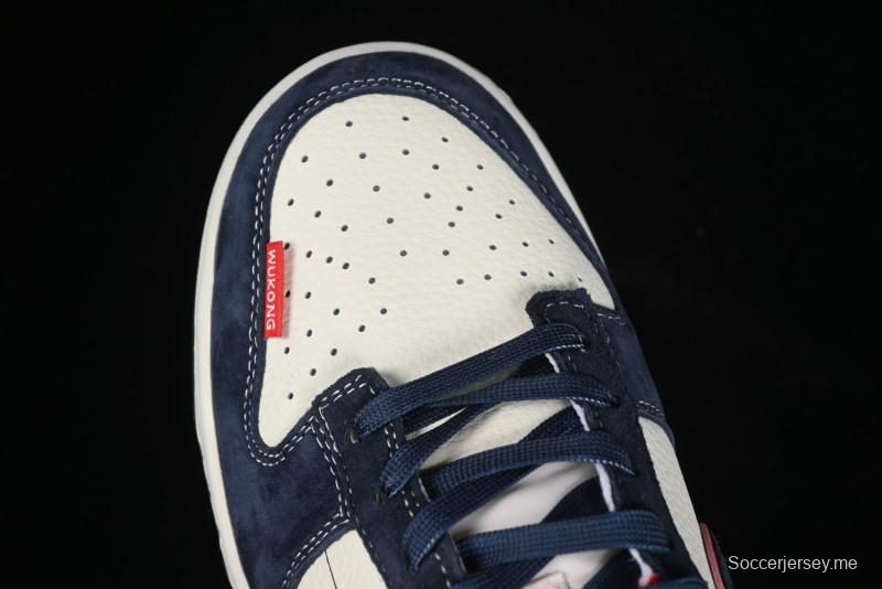 Nike SB Dunk Low Wukong Series - Beige with Navy Swoosh Anniversary Customized Low-Top Casual Skate Shoes - DJ2024-035