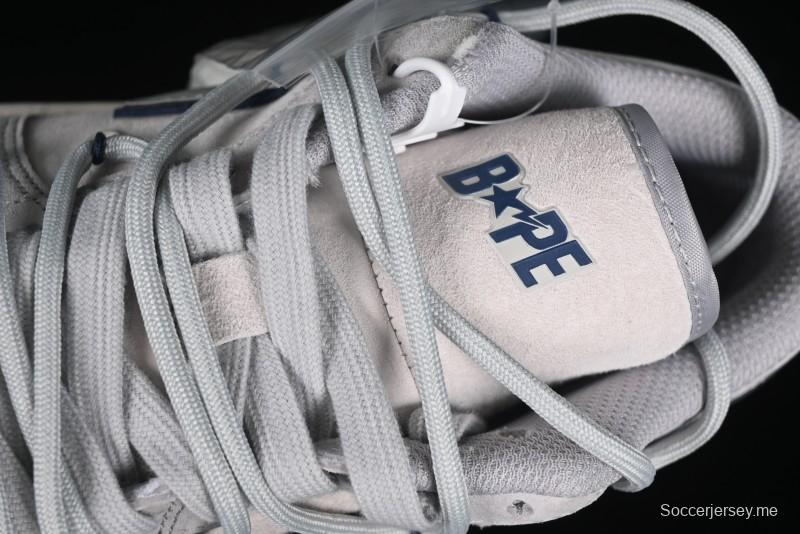 Nike Air Jordan 1 Low AJ1 Bape Collaboration - Grey Blue Retro Basketball Shoes with Custom Laces - SJ9950-019