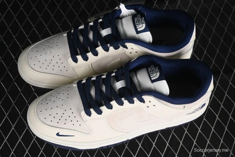 Nike SB Dunk Low The North Face Collaboration - Grey Pigskin White Swoosh Anniversary Custom Low-Top Casual Skate Shoes - KK1333-006