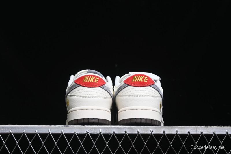 Nike SB Dunk Low Stussy Collaboration - Beige Grey Gold Embroidery Anniversary High-End Custom Low-Top Casual Skate Shoes - XS1086-001
