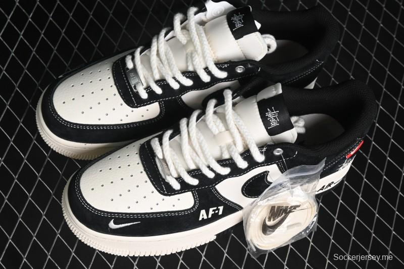 Nike Air Force 1 '07 Low Stussy Collaboration - Black/Red Label Low-Top Casual Sneakers - SJ6698-008