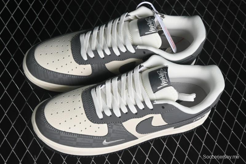 Nike Air Force 1 '07 Low Stussy Collaboration - Light Bone Shadow Low-Top Casual Sneakers - DF0180-008