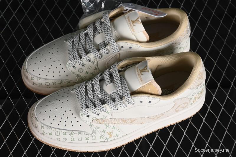 Nike Air Jordan 1 Low OG SP Travis Scott x Fragment Design Retro Sneakers with Reverse Swoosh - SJ2068-006