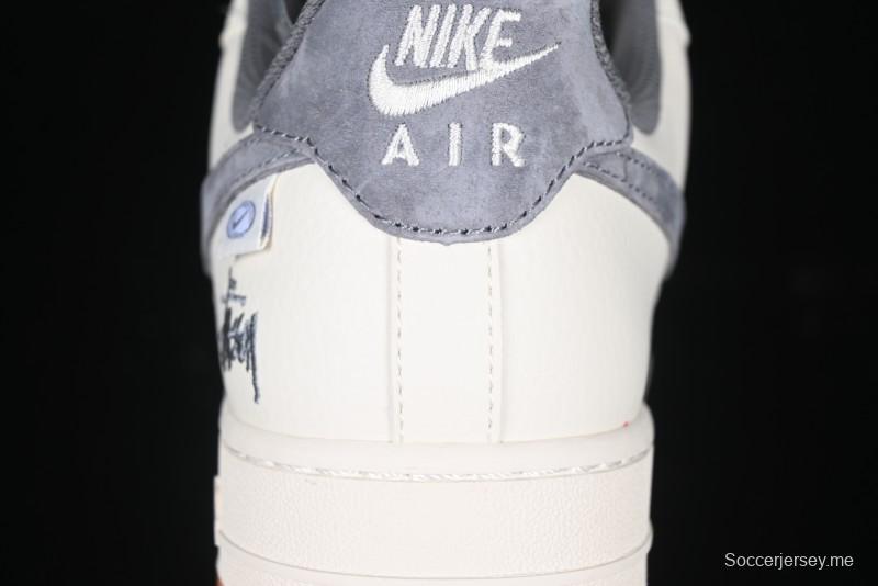 Nike Air Force 1 '07 Low Stussy Collaboration - Grey Swoosh Casual Sneakers - XZ6188-256