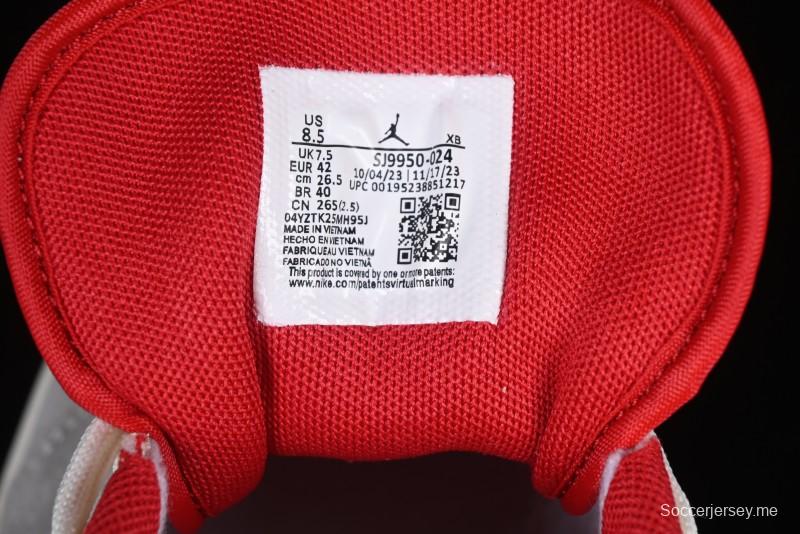 Nike Air Jordan 1 Low AJ1 Supreme Collaboration - White Grey Red Swoosh Retro Basketball Shoes - SJ9950-024