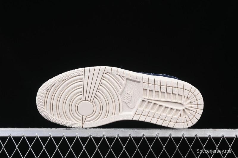 Nike Travis Scott x Fragment Design x Air Jordan 1 Low OG SP AJ1 Retro Sneakers with Reverse Swoosh - CF3688-066