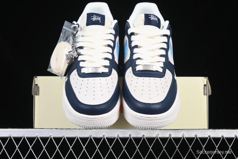 Nike Air Force 1 '07 Low Stussy Collaboration Green Embroidered Swoosh Custom Casual Sneakers - DM6688-021