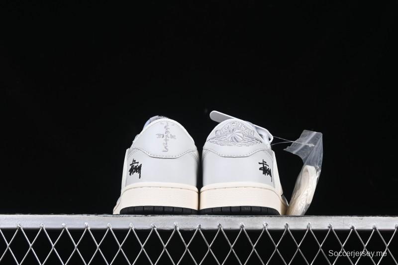 Nike Travis Scott x Fragment Design x Air Jordan 1 Low OG SP AJ1 Retro Sneakers in Summer Cicada Grey - XZ6898-001