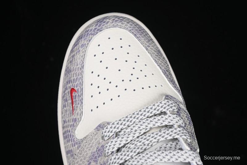 Nike Air Jordan 1 Low AJ1 Stussy Snake Year Limited Edition Purple Snake Grain High-End Custom Retro Basketball Shoes - FC1688-201