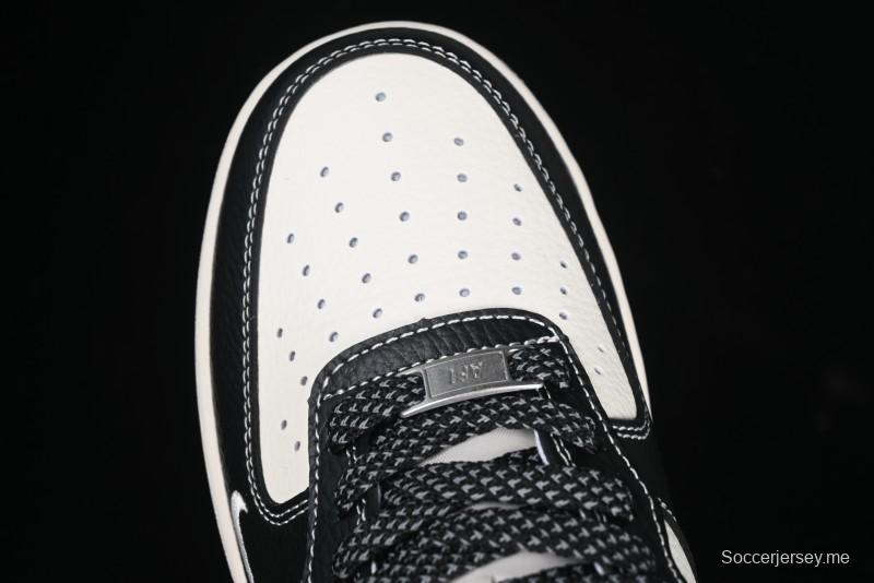 Nike Air Force 1 '07 Low Stussy Collaboration Black & White Swoosh Casual Sneakers - XZ6188-081