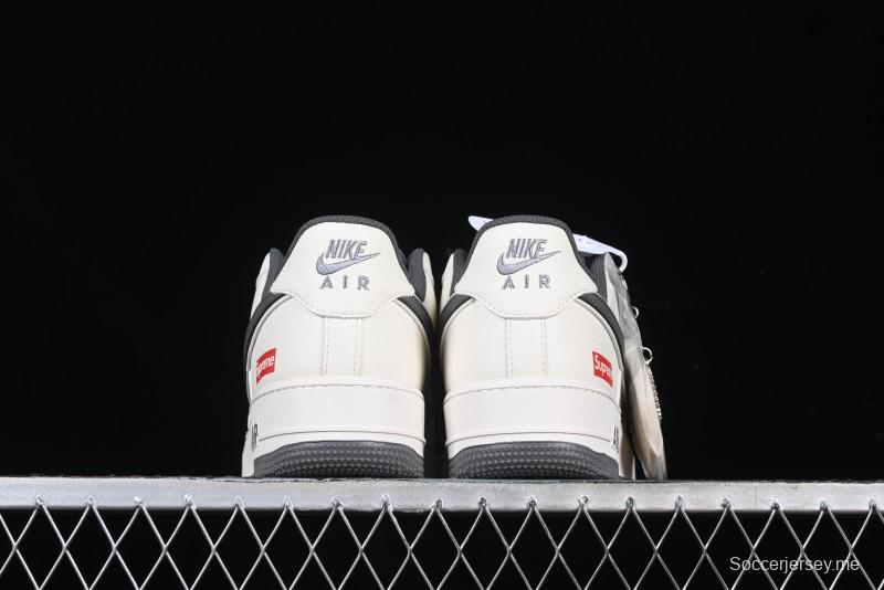Nike Air Force 1 '07 Low Supreme Collaboration Custom Casual Sneakers with Grey Swoosh - DM6688-056