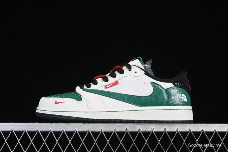 Nike Travis Scott x Fragment Design x Air Jordan 1 Low OG SP AJ1 Low Top Sneakers in Off White and Teal - CH6336-021