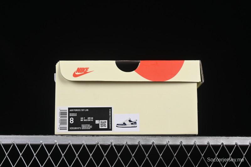 Nike Air Force 1 '07 Low Stussy Collaboration Dark Blue Suede White Swoosh Low-Top Casual Sneakers - XZ6188-673