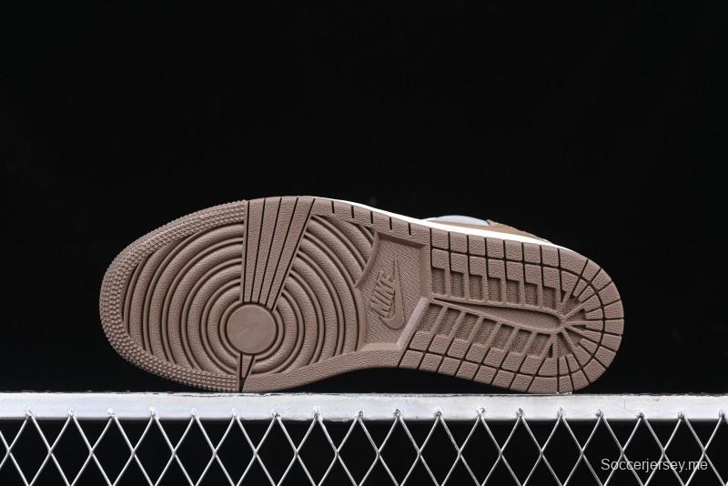 Nike Travis Scott x Fragment Design x Air Jordan 1 Low OG SP AJ1 Bape Collaboration Tea Brown Low-Top Casual Sneakers - BB6511-627