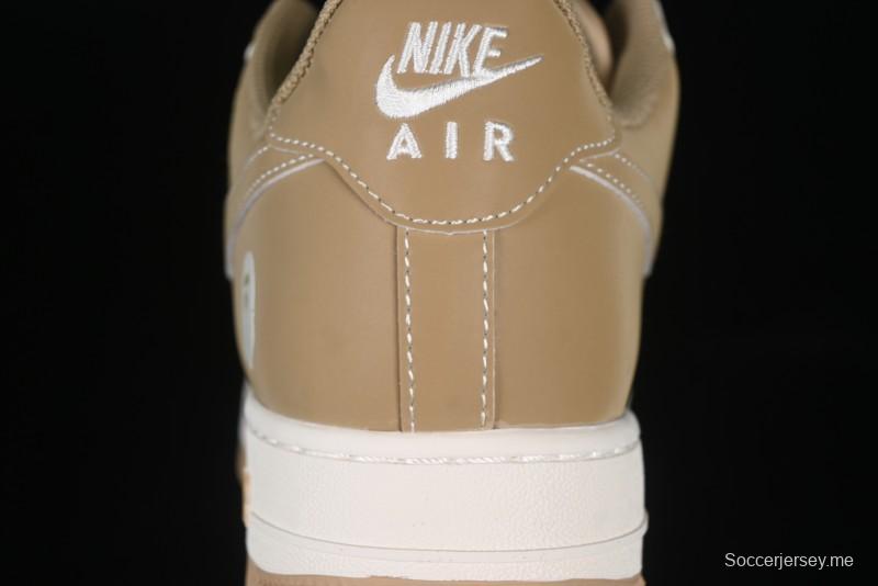 Nike Air Force 1 '07 Low Bape Collaboration Khaki Beige Grey Low-Top Casual Sneakers - BB6566-208