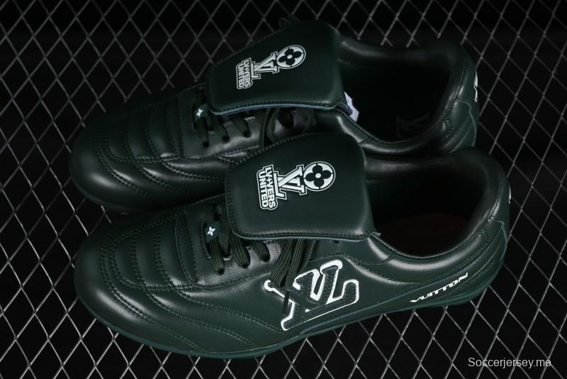 Louis Vuitton Footprint Soccer 2025 Spring Summer Collection Round Toe Lace-Up Low Top Lifestyle Casual Shoes - D.GREEN