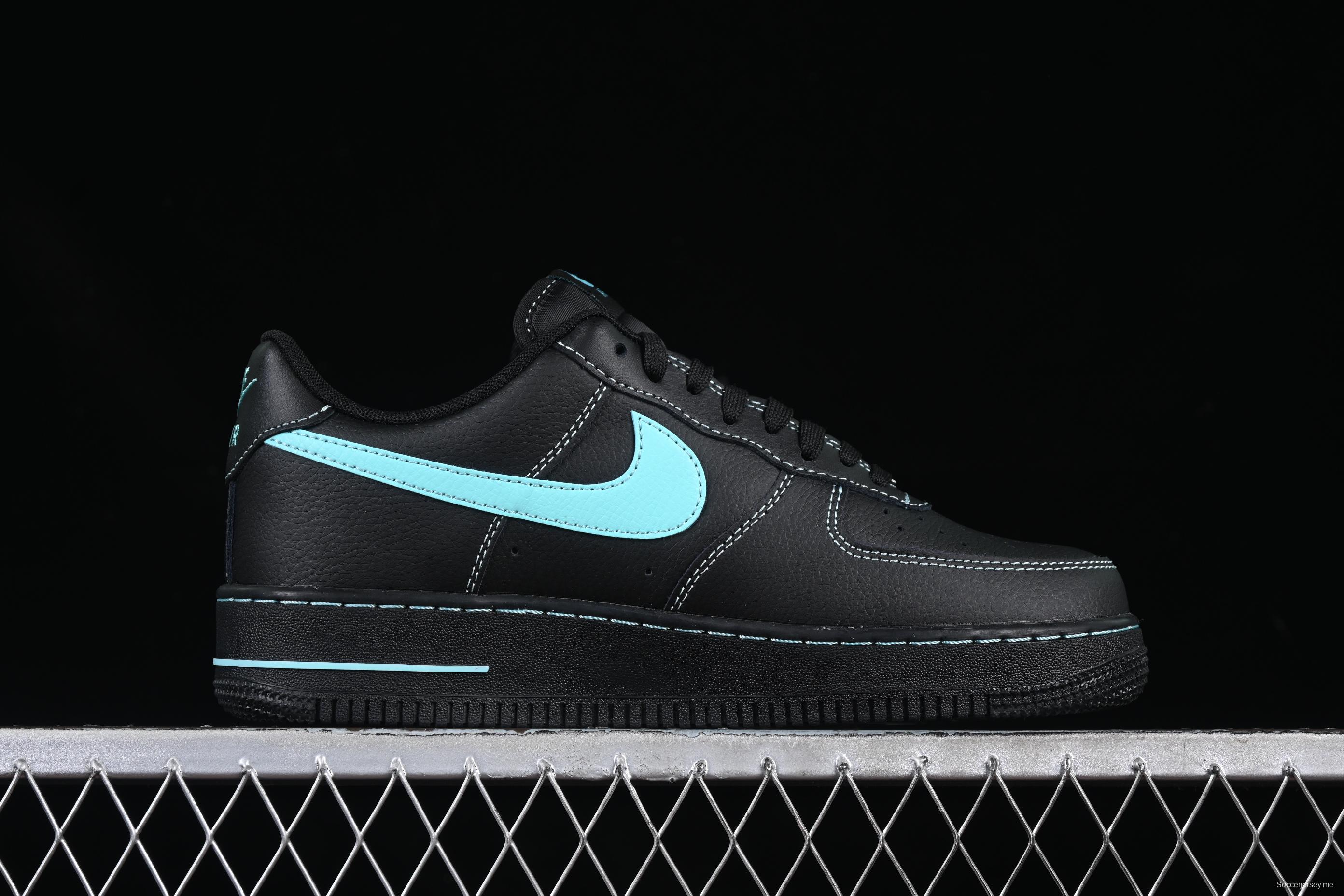 Nike Air Force 1 Low "Tiffany Blue" – Black & Aqua Classic