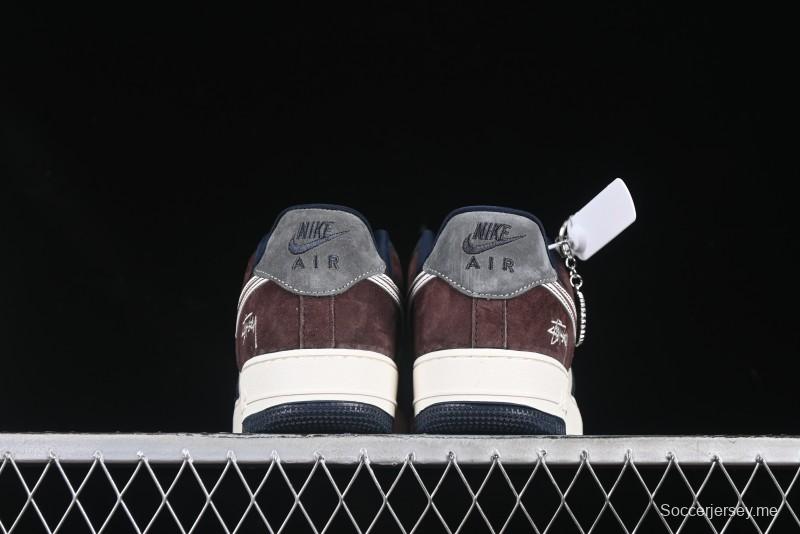 Nike Air Force 1 '07 Low Stussy Collaboration White Blue Chocolate Low-Top Casual Sneakers - KK1988-061