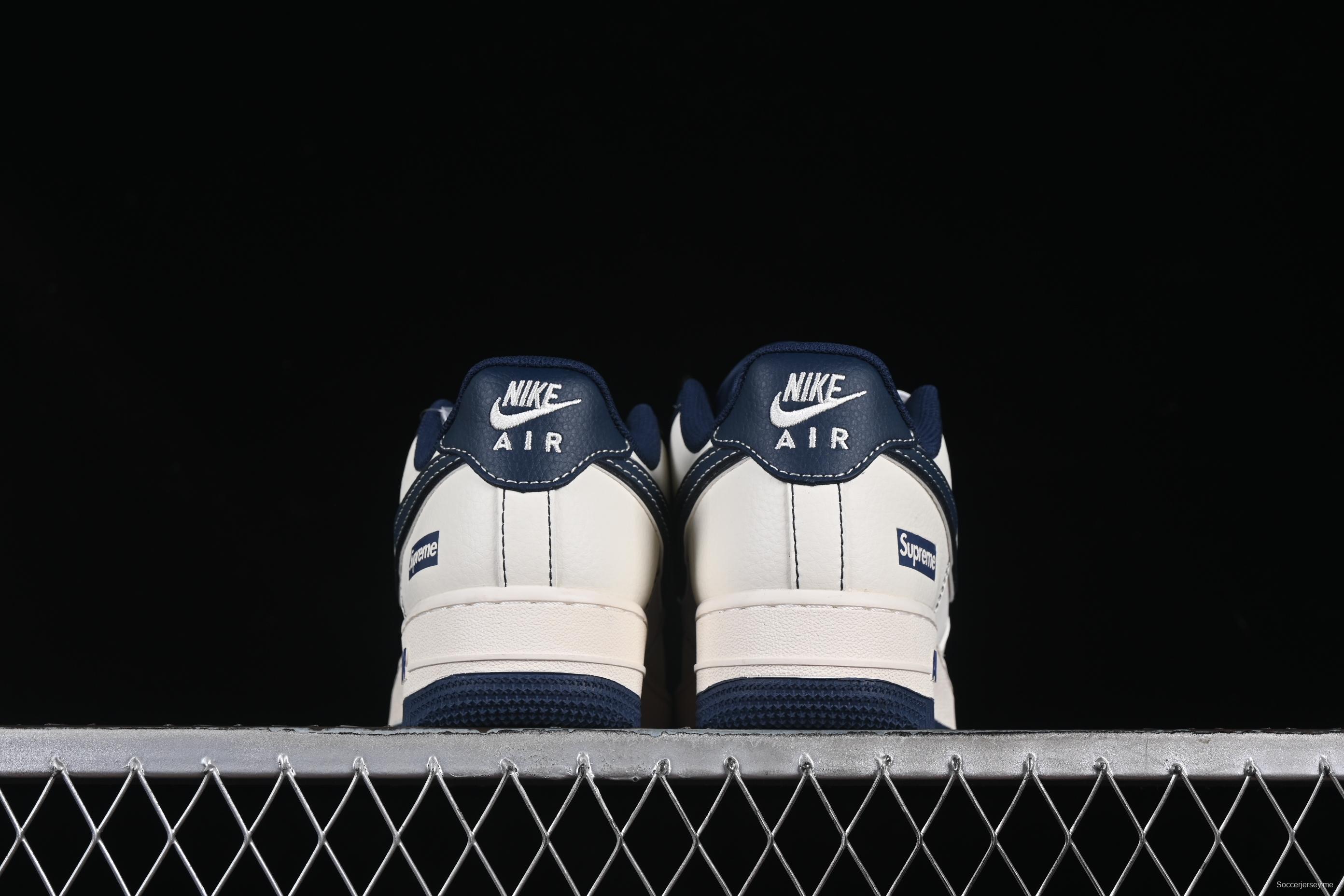 Nike Air Force 1 '07 Low Supreme Collaboration Dark Blue Swoosh Casual Sneakers - XS1958-524