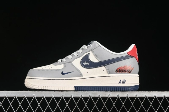 Nike Air Force 1 '07 Low Stussy Double Flame Casual Sneakers with Full-Length Air Cushion - XS1958-555