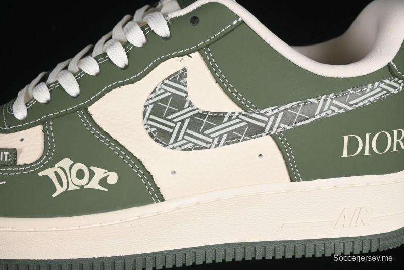 حذاء نايك اير فورس 1'07 منخفض بالتعاون مع ديور باللون الأخضر الداكن المزين بنقوش الأزهار - KK1988-081