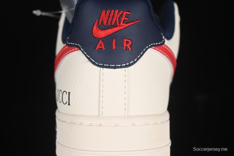 حذاء نايك اير فورس 1'07 منخفض من نايك بالتعاون مع غوتشي حذاء رياضي كاجوال أزرق أحمر سووش - JJ2508-713