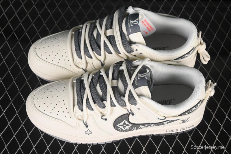 حذاء تزلج نايك SB Dunk Low LV Series Strap Strap Graffiti باللون الرمادي المربّع للذكرى السنوية حذاء تزلج منخفض الكاجوال المخصص - DM686868-082