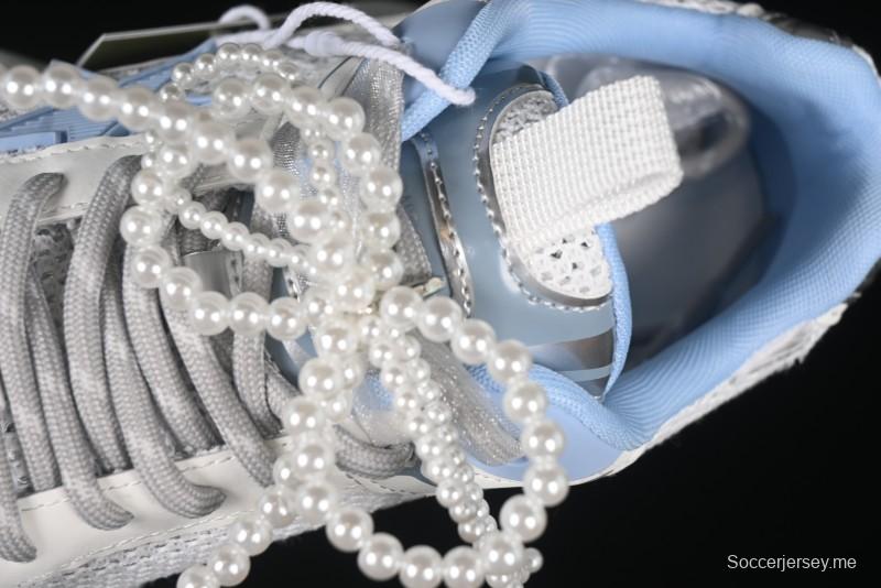 GG-CC حذاء أبي مجوف بأربطة من نفس الطراز مع زيادة ارتفاع مخفي 5 سم - G25X269 أبيض أزرق