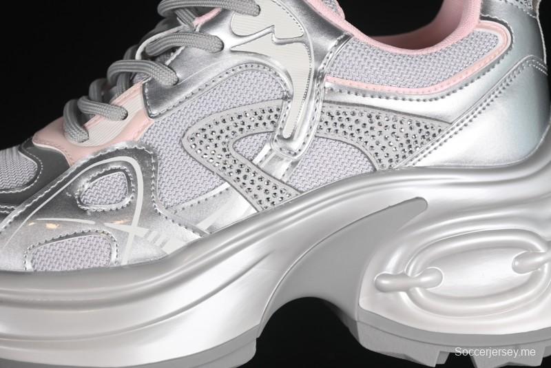 GG-CC 25ss حذاء رياضي مكتنزة جديد بمنصة مكتنزة بزيادة ارتفاع 7 سم وتصميم غير منتظم - 668-2 فضي