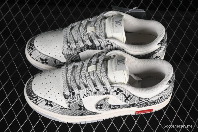 حذاء تزلج نايك SB Dunk Low LV Collaboration باللون الرمادي والدينيم الذكرى السنوية المخصص للتزلج المنخفض - SC9772-807