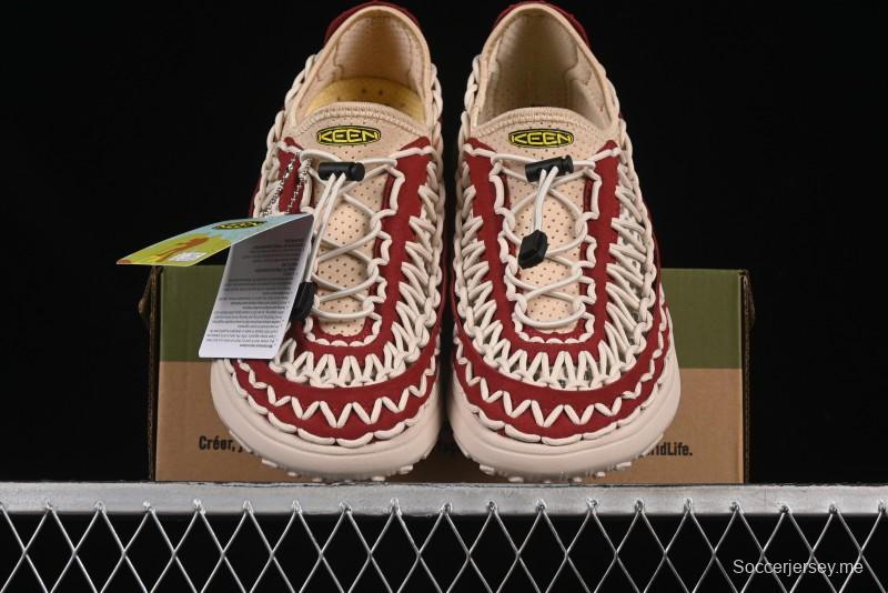 صندل رياضي مسطح منسوج بحزام مطاطي منسوج بحزام مطاطي في الهواء الطلق - 1014097 أحمر