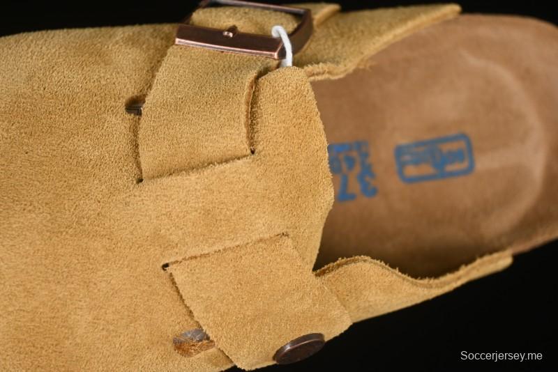 صندل اريزونا ذو وسادة قدم ناعمة من بيركنستوك أريزونا مع جلد الشامواه وبطانة من صوف اللامبسو - G.D4