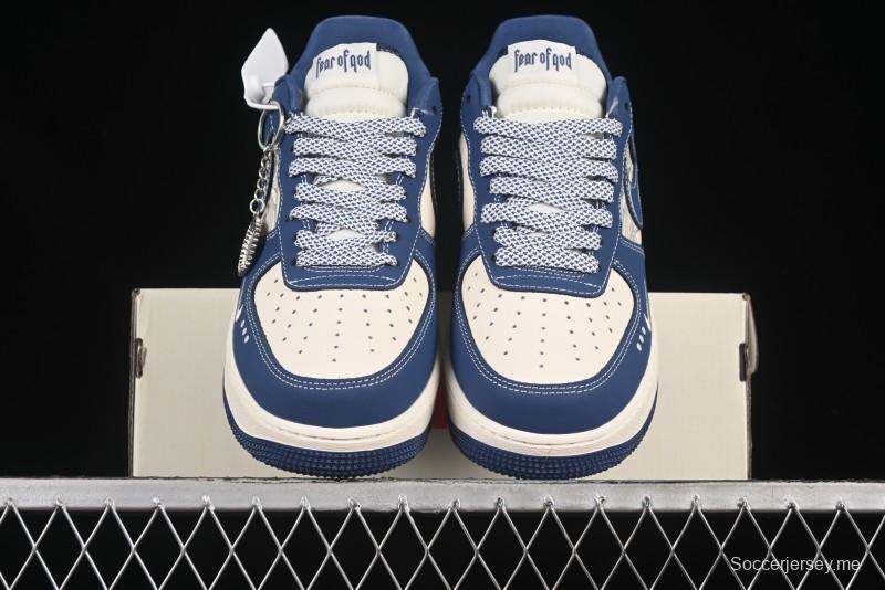 حذاء نايك اير فورس 1'07 منخفض فوغ تعاون نايكي، حذاء رياضي كاجوال أزرق مموج بيج - KK1988-079