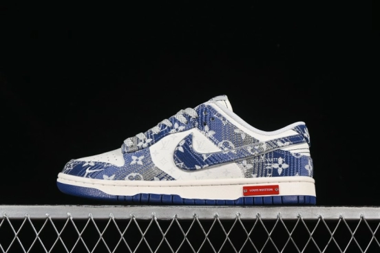 حذاء تزلج نايك SB Dunk Low LV Collaboration Blue Denim Annim Anniversary حذاء تزلج كاجوال منخفض علوي مخصص - SC9772-808