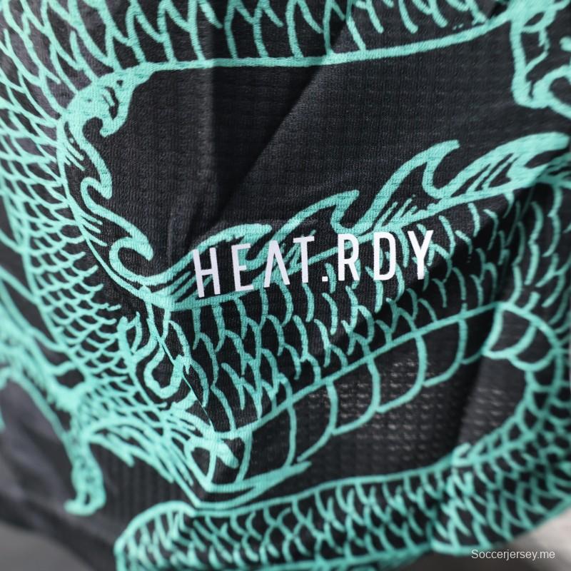 نسخة اللاعب 2025 قميص الجزائر أسود بنقشة تنين أخضر بالنعناع الأخضر