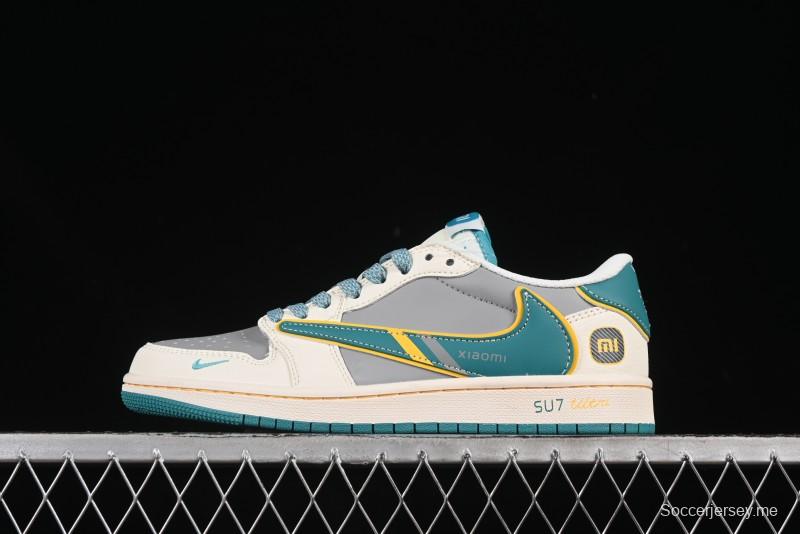 حذاء نايك ترافيس سكوت x Fragment Design x Air Jordan 1 Low OG SP SP AJ1 Collaboration AJ1 من نايك باللون الأزرق الخليجي - XX3168-163