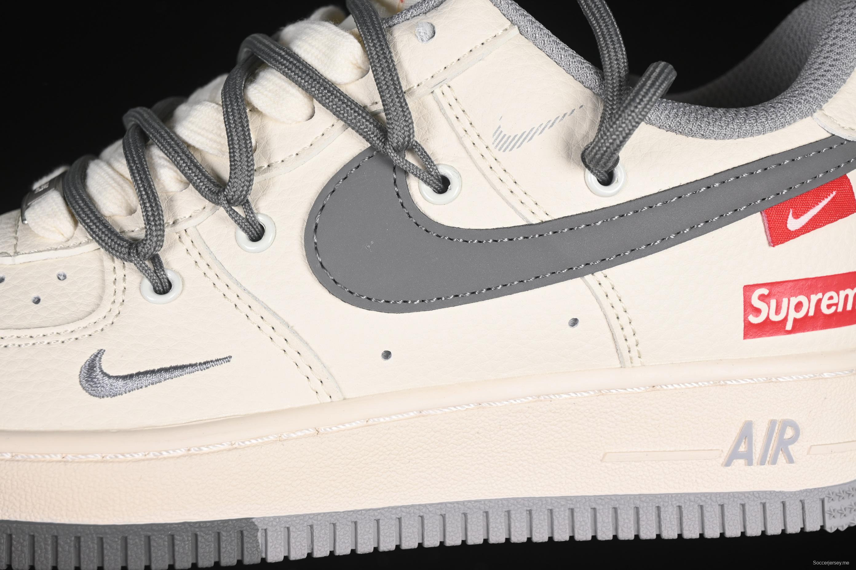 Nike Air Force 1 '07 Low Supreme Collaboration Dual-Tone Gray Lace-Up Casual Sneakers - DM6868-071