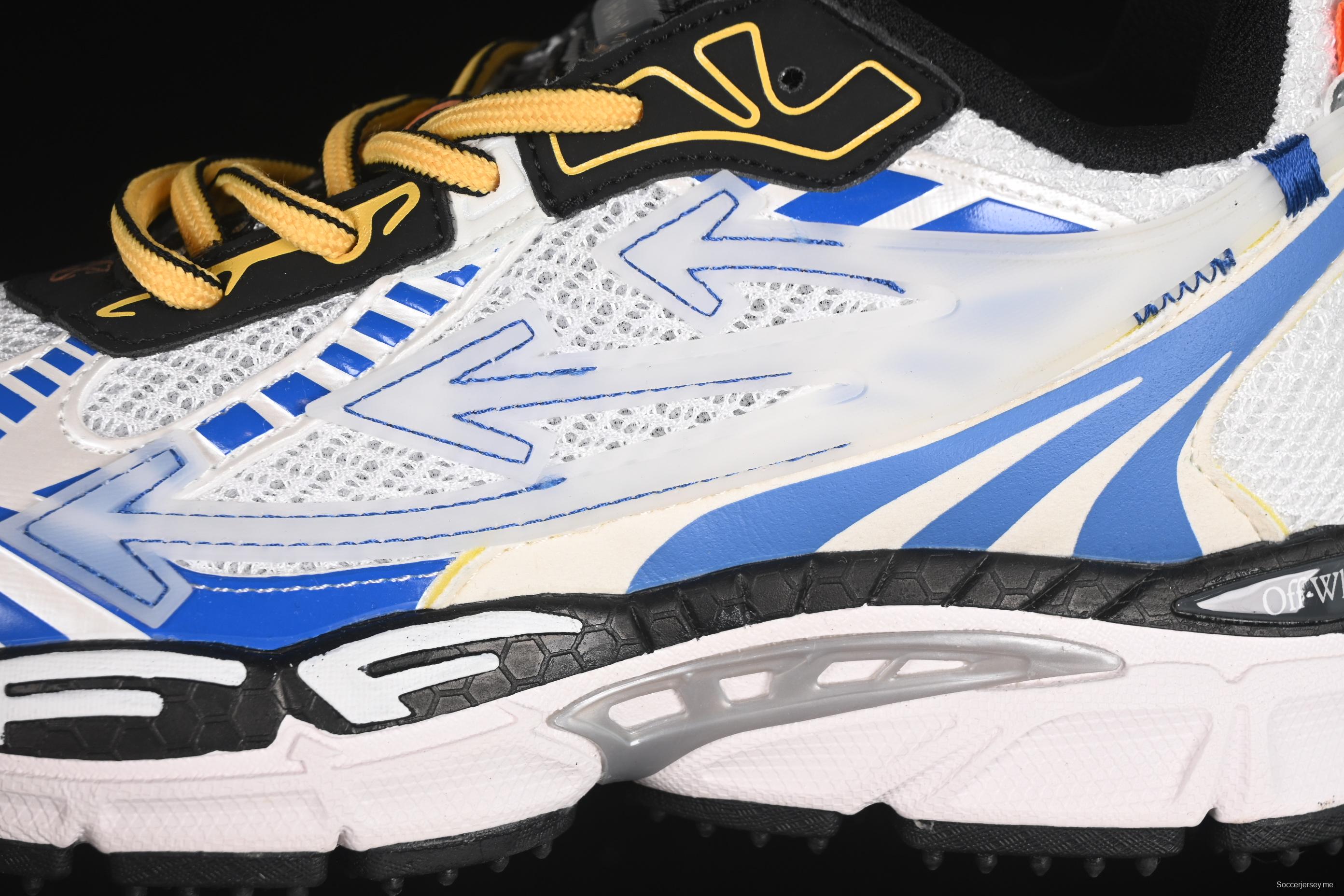 حذاء سنيكرز بي رايت من أوف وايت بي رايت سنيكرز لايف ستايل منخفض الساق باللون الأبيض والأزرق - C.D4