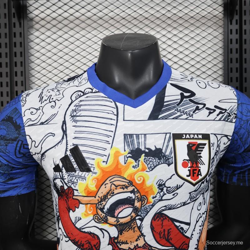 إصدار 2025 لاعب 2025 اليابان أزرق/أبيض مع قميص مانغا من ون بيس