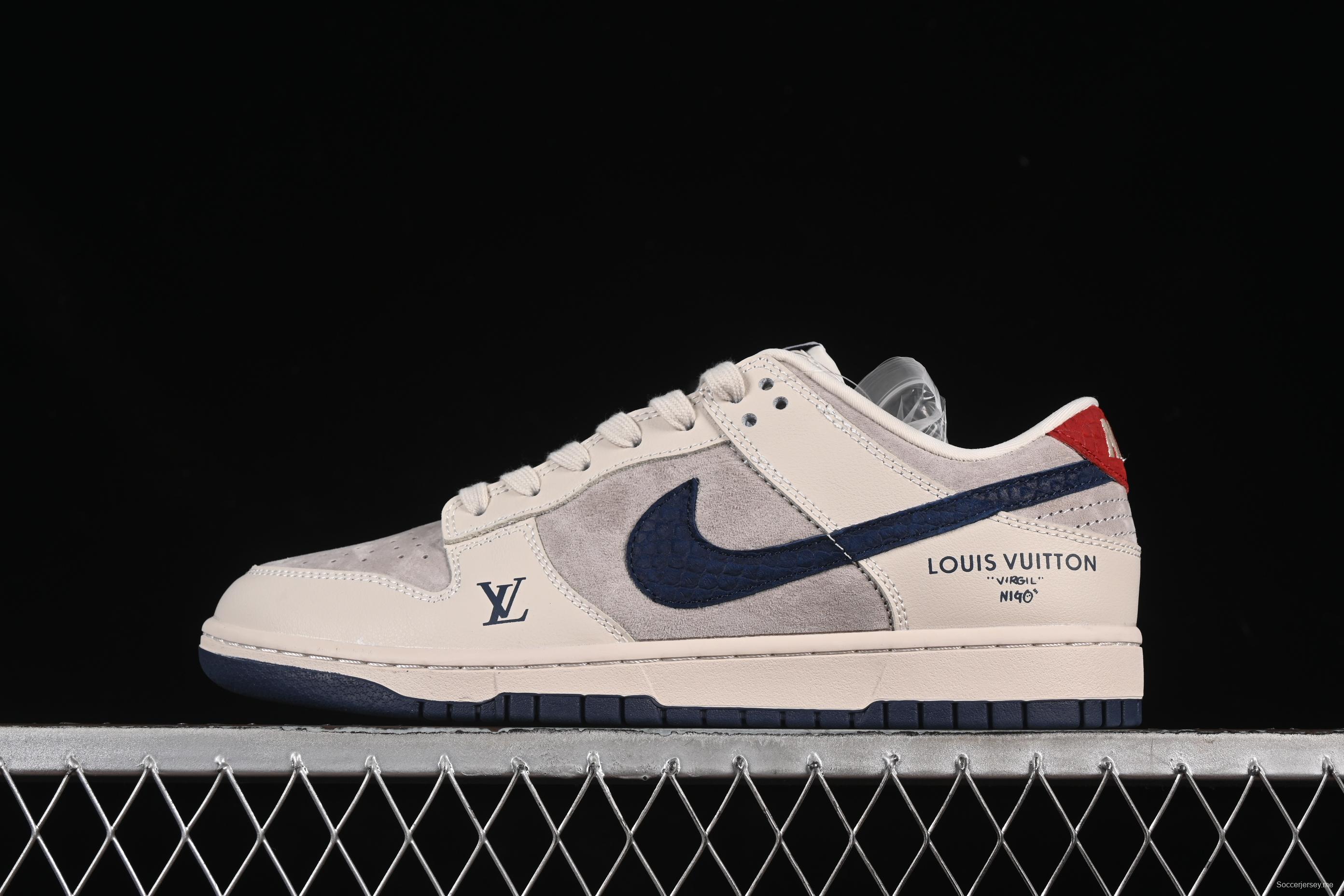 حذاء تزلج نايك SB Dunk Dunk Low LV Collaboration Blue Snoosh Swoosh Anniversary حذاء تزلج كاجوال منخفض مخصص - XX3168-122