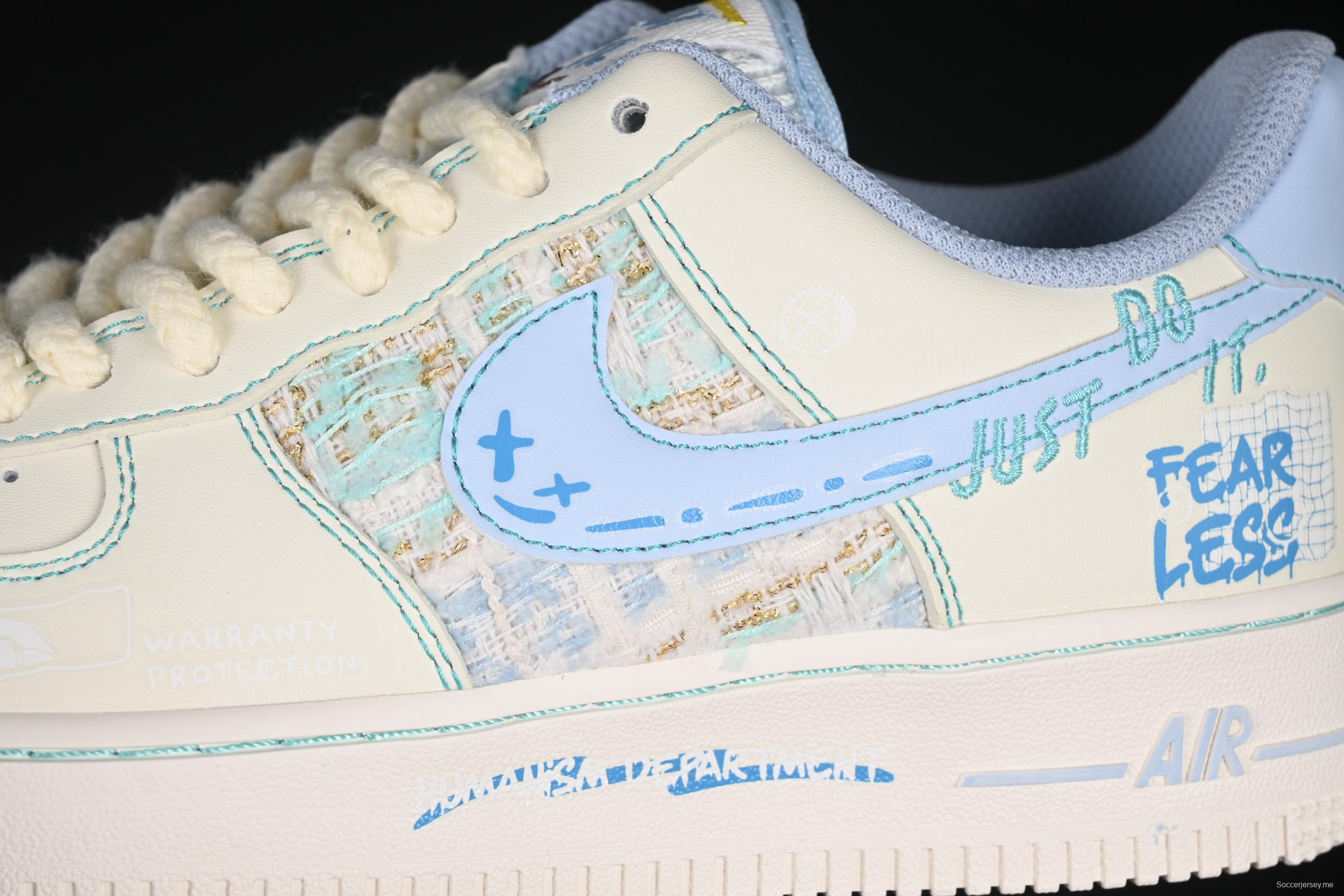 Nike Air Force 1'07 Low "Love Words" Casual Sneakers with Blue Romantic Design - FJ7740-510