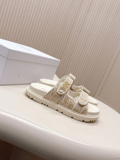 2025 Slippers Dior Beige Fabric Slippers LY