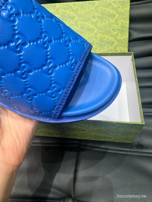 2024 Slippers Gucci Blue Leather Slippers MJ00200