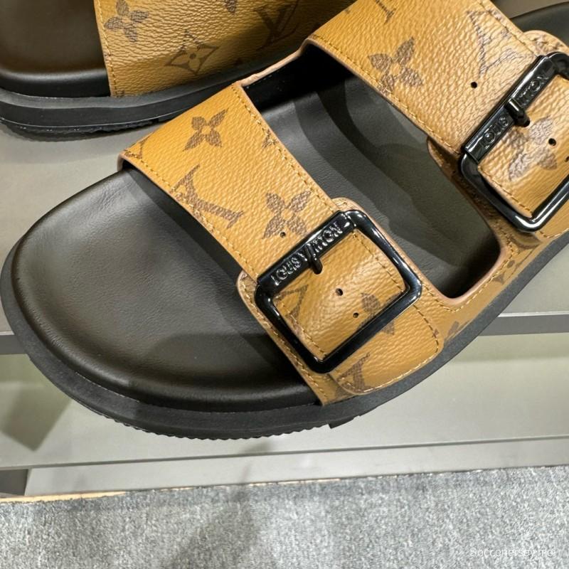 2024 Slippers Louis Vuitton brown leather Slippers