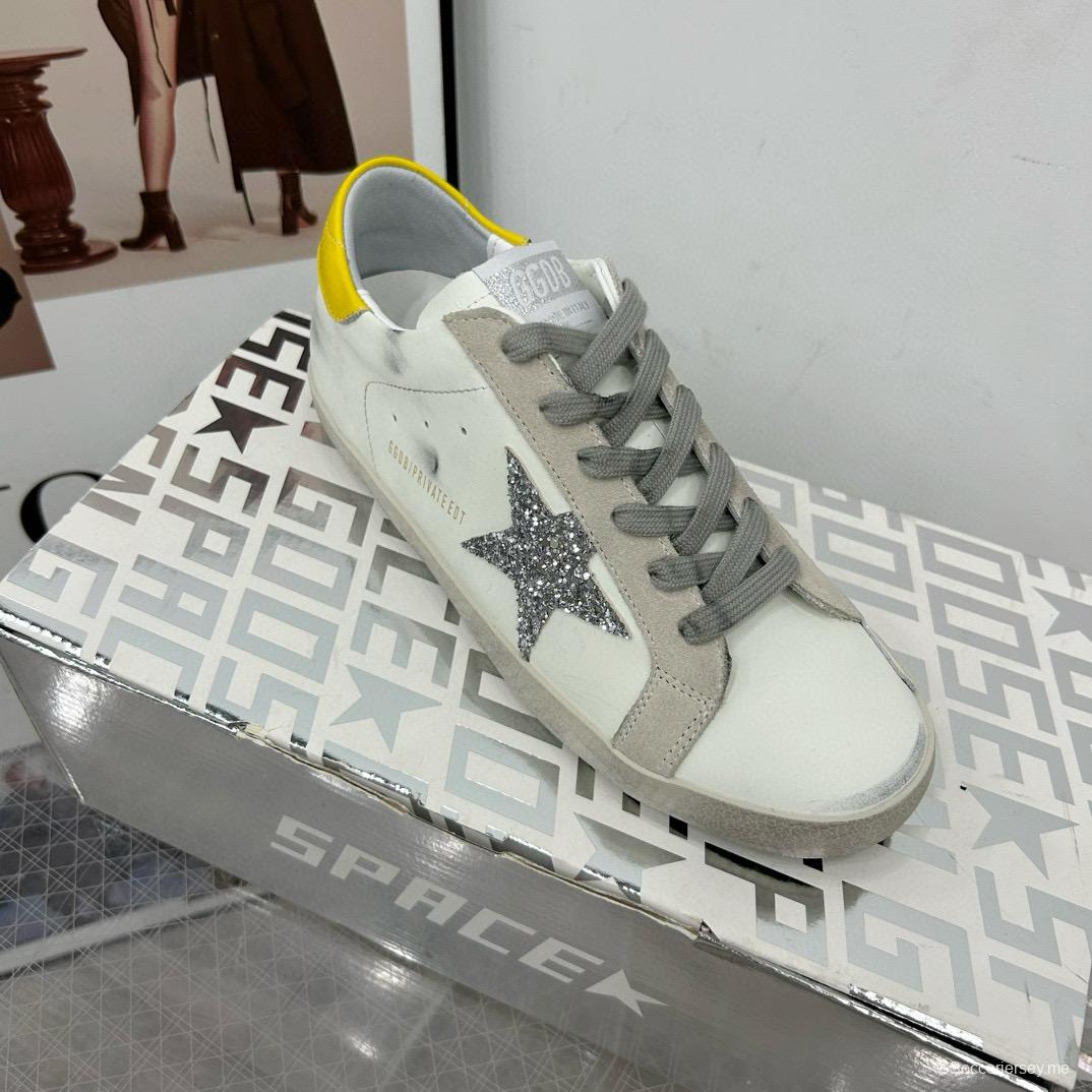 2025 Women GGDB White Grey Silver Glitter Yellow Leather Suede Sneakers