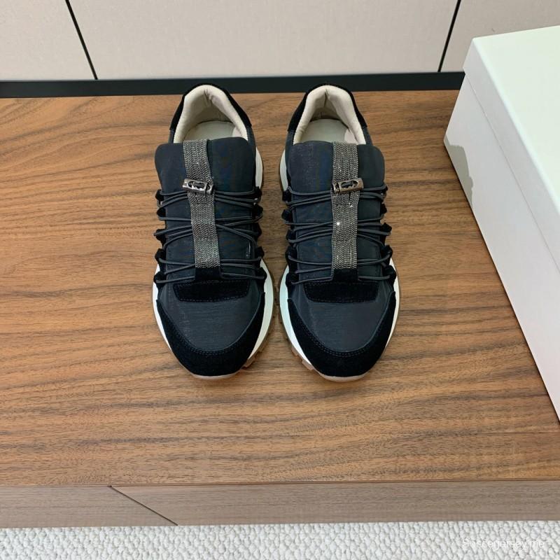 2025 Unisex Brunello Cucinelli Black Suede Leather Sneakers LY