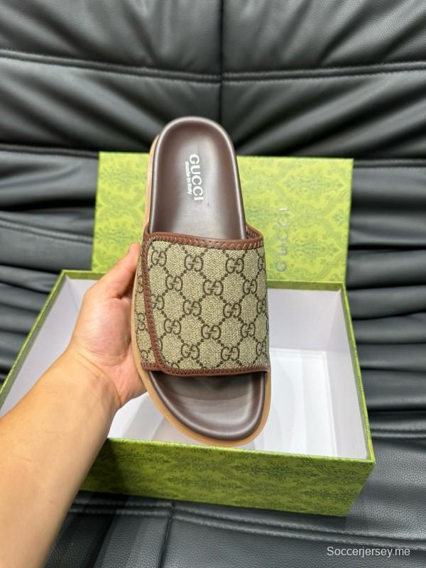 2024 Slippers Gucci Brown Canvas Slippers MJ00200