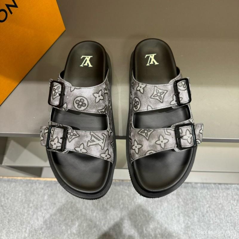 2024 Slippers Louis Vuitton Gray Leather Slippers MJ00210