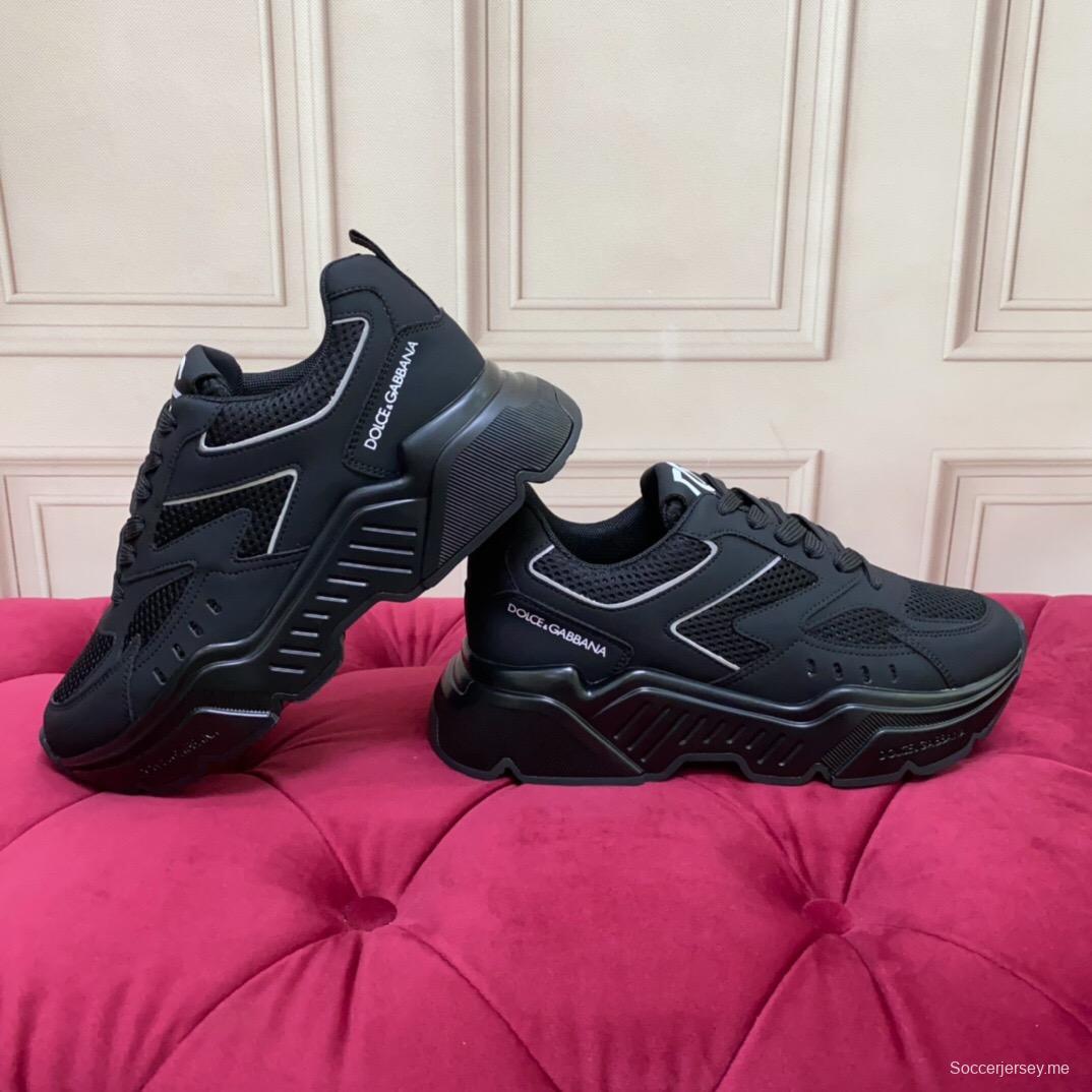 2025 Unisex Dolce Gabbana Black Mesh Leather Sneakers LY00330(F)/LY00340(M)