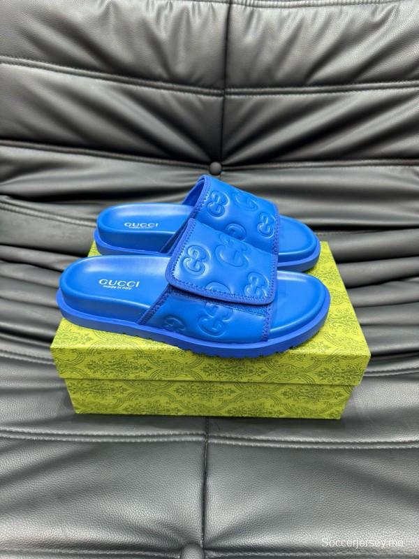 2024 Slippers Gucci Blue Leather Slippers MJ00200
